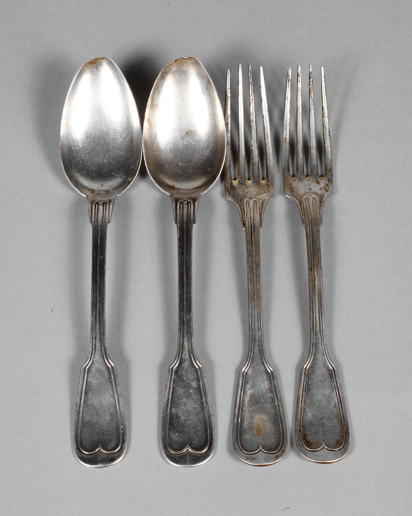 Silber vier Besteckteile Augsburger Faden