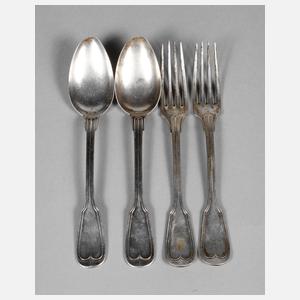Silber vier Besteckteile Augsburger Faden