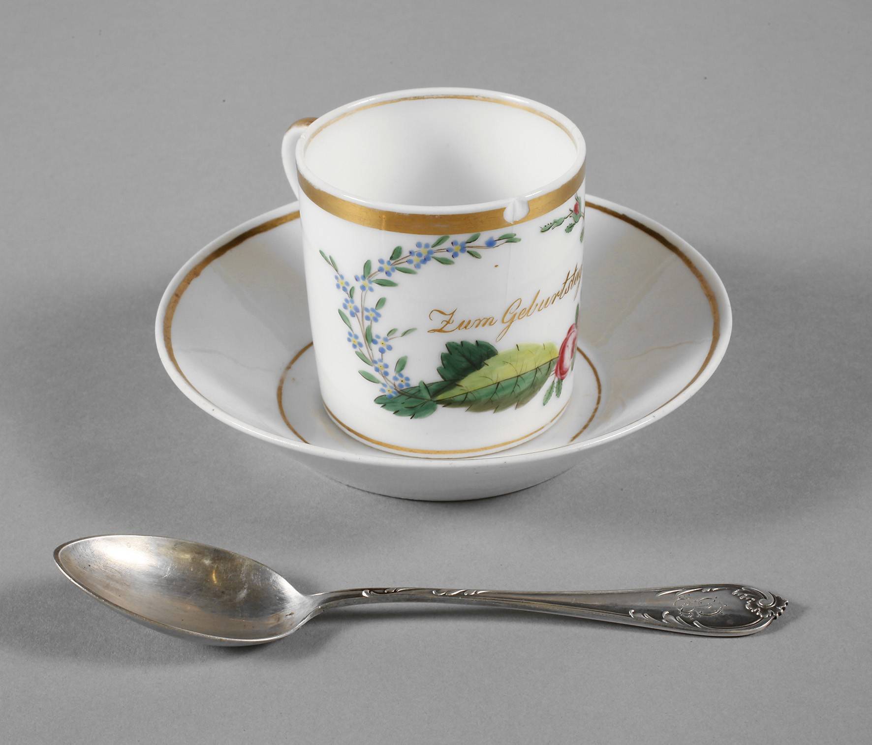 Biedermeiertasse ”Zum Geburtstag”