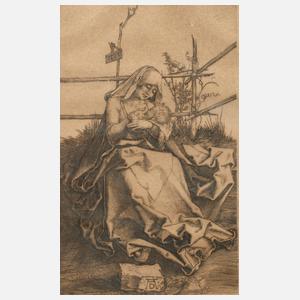”Madonna auf einer grasbewachsenen Bank”
