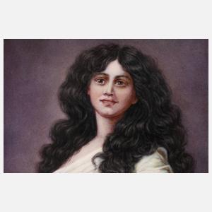 Porzellanbildplatte junge Zigeunerin