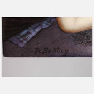 Porzellanbildplatte junge Zigeunerin