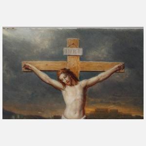 Porzellanbildplatte Kreuzigung des Jesus