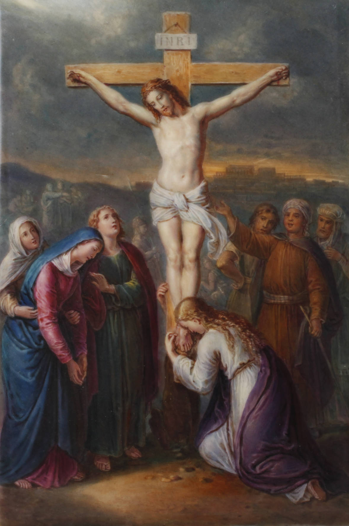 Porzellanbildplatte Kreuzigung des Jesus