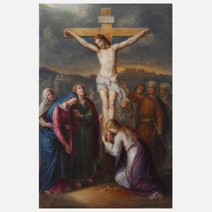 Porzellanbildplatte Kreuzigung des Jesus