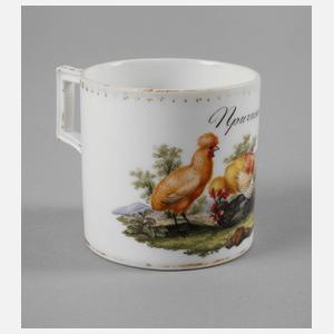 Meissen Tasse mit Hühnermotiv