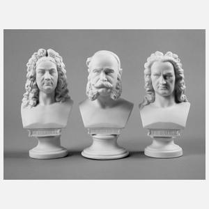 Drei Büsten Biskuitporzellan