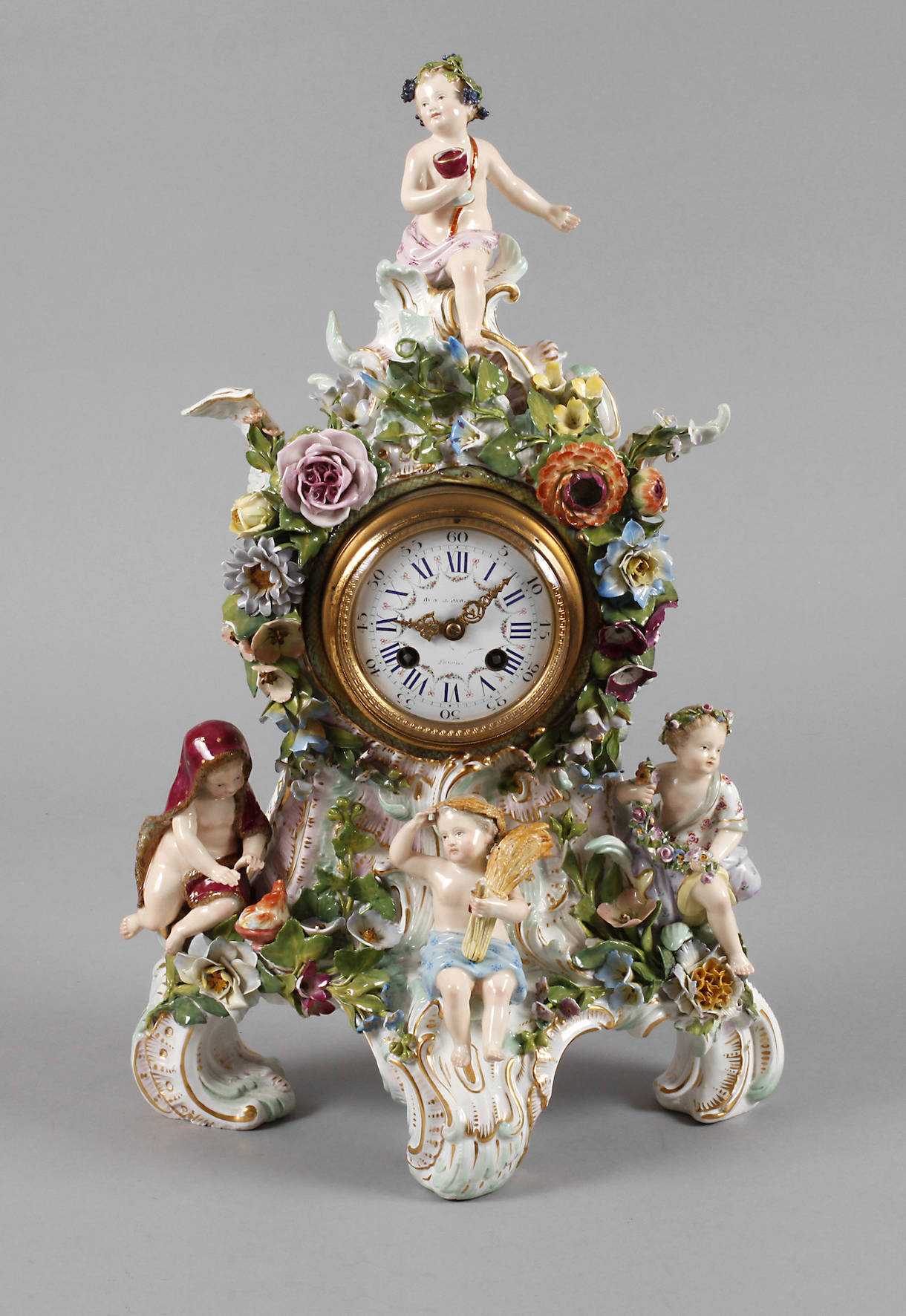 Meissen große figürliche Tischuhr