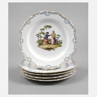 Meissen fünf Teller mit barocken Szenen111
