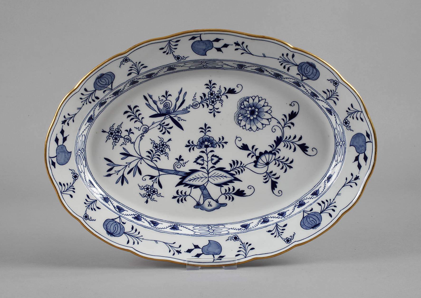 Meissen große Fleischvorlegeplatte Zwiebelmuster