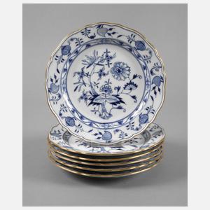 Meissen sechs Abendbrotteller Zwiebelmuster