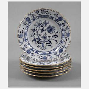 Meissen sechs Abendbrotteller Zwiebelmuster