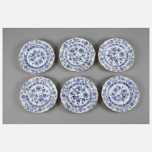 Meissen sechs Dessertteller Zwiebelmuster