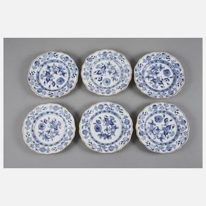 Meissen sechs Dessertteller Zwiebelmuster