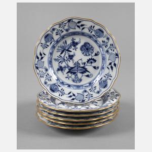 Meissen sechs Dessertteller Zwiebelmuster