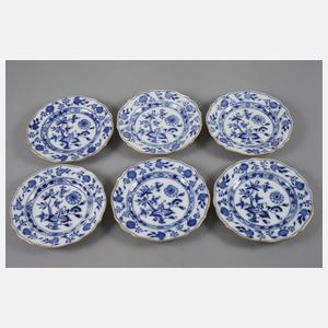 Meissen sechs Dessertteller Zwiebelmuster