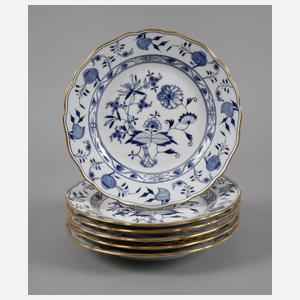 Meissen sechs Speiseteller Zwiebelmuster