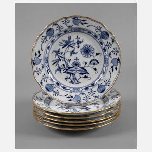 Meissen sechs Speiseteller Zwiebelmuster