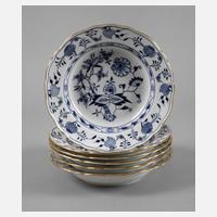 Meissen sechs Suppenteller Zwiebelmuster111