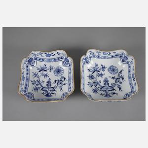 Meissen zwei eckige Schalen Zwiebelmuster