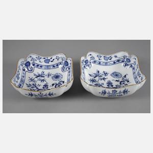 Meissen zwei eckige Schalen Zwiebelmuster