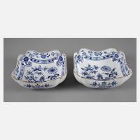 Meissen zwei eckige Schalen Zwiebelmuster111