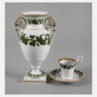 Meissen Vase und Mokkatasse Weinlaub111