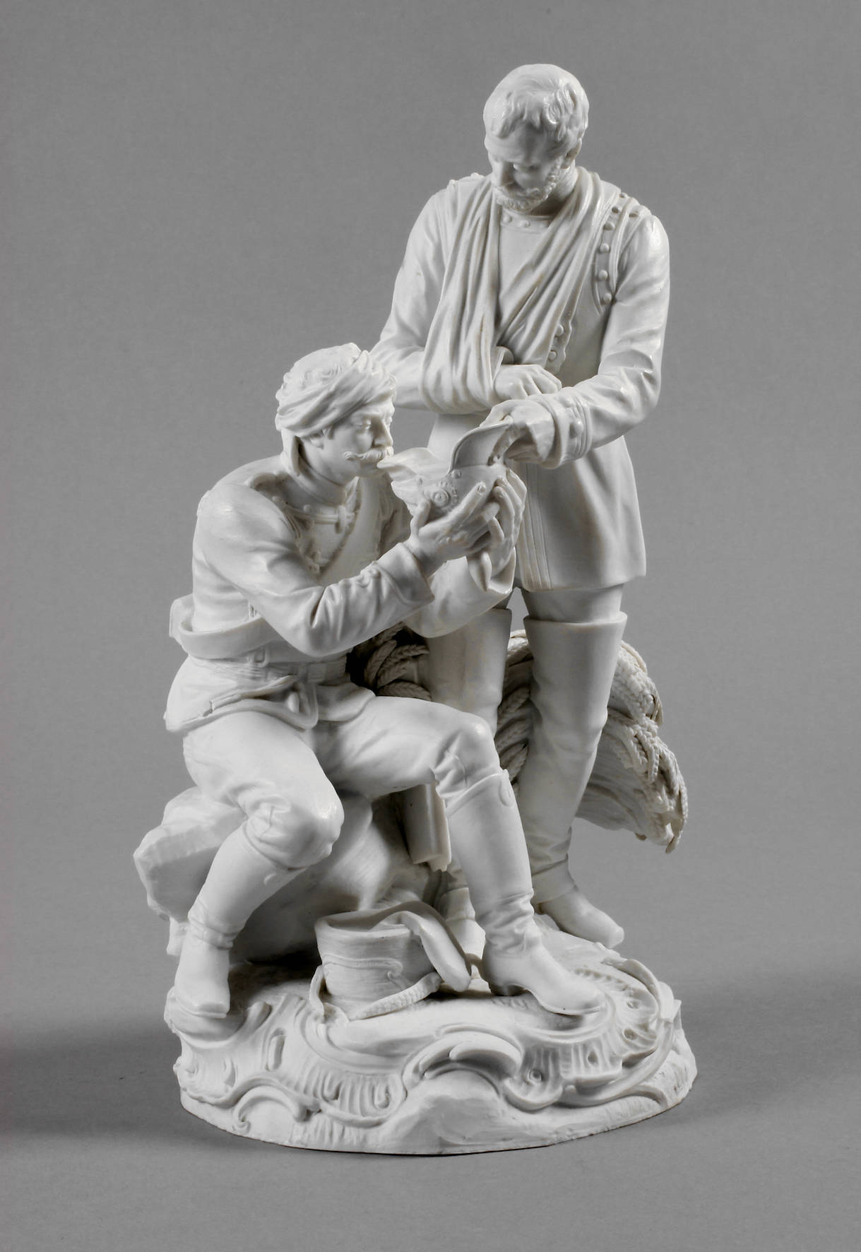 Meissen Biskuitporzellanfigur verwundete Soldaten