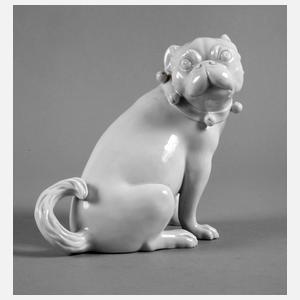 Meissen Mops mit Schellen