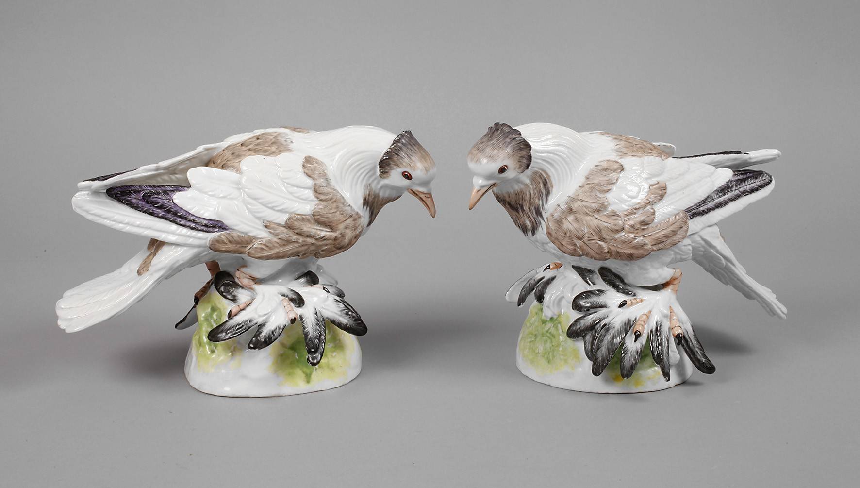 Meissen Paar Trommeltauben (Pigeon)