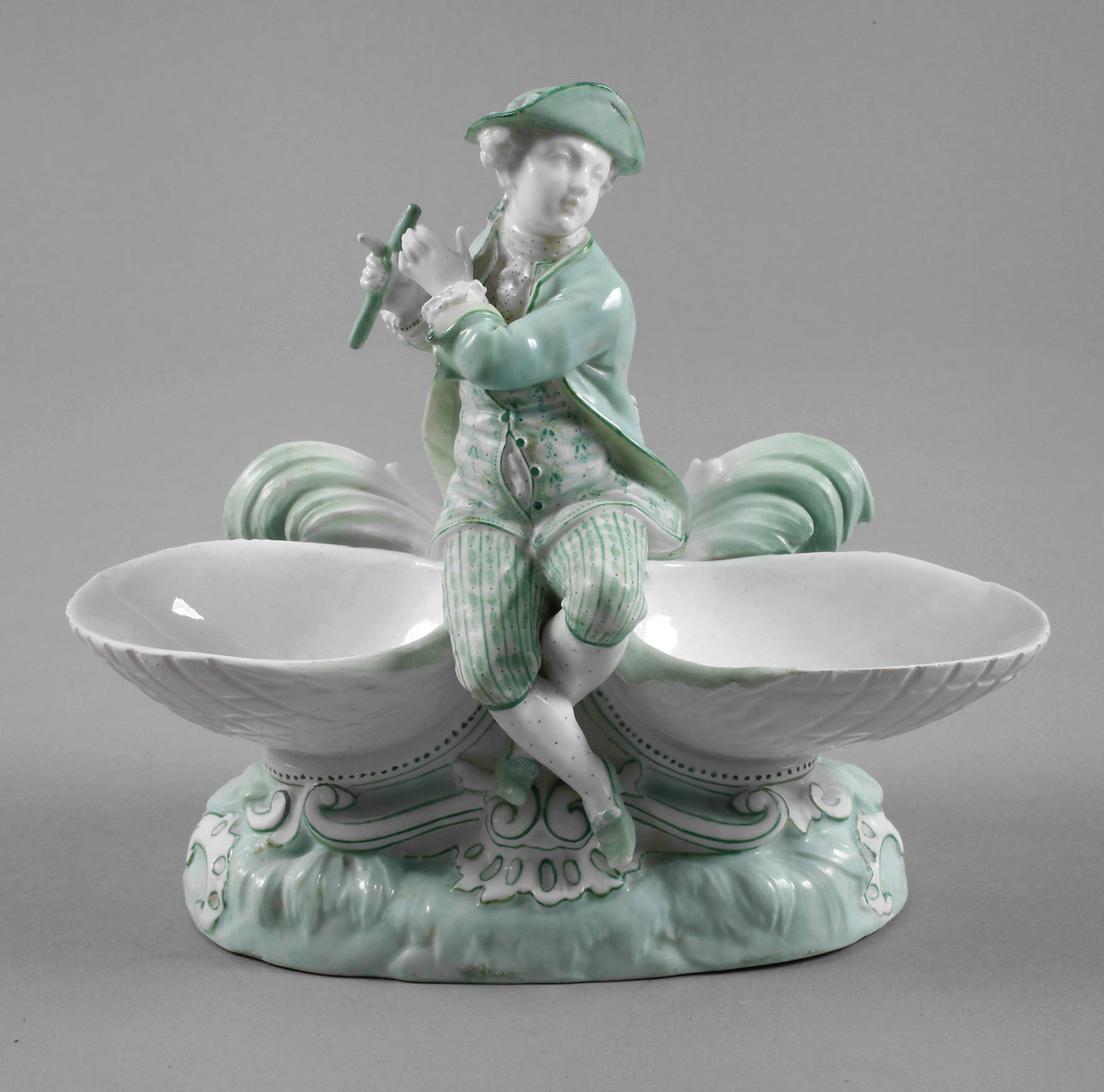 Meissen Saliere mit Flötenspieler