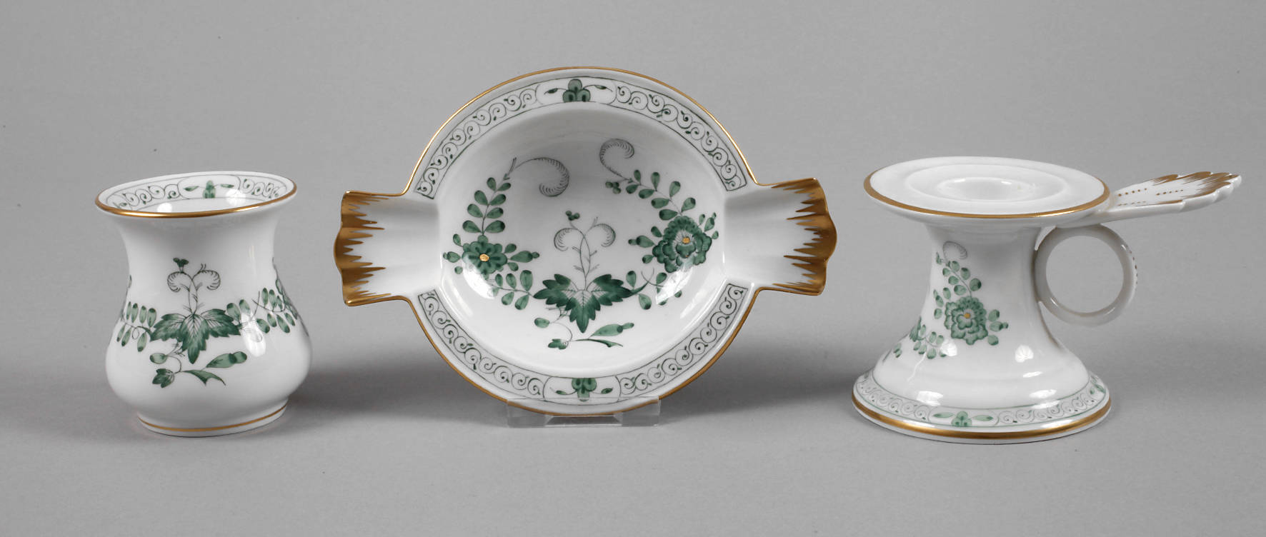 Meissen drei Teile indische Blumenmalerei