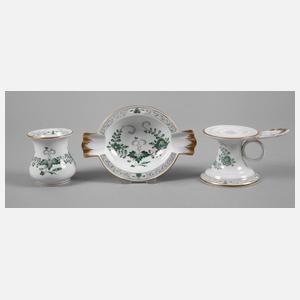 Meissen drei Teile indische Blumenmalerei