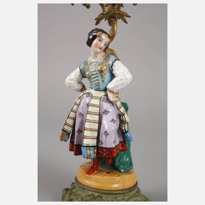 Paar Figurenleuchter mit Uhr