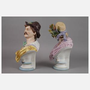 Sitzendorf Paar große Büsten