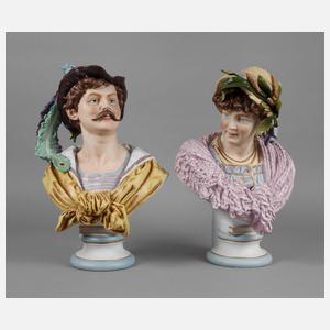 Sitzendorf Paar große Büsten