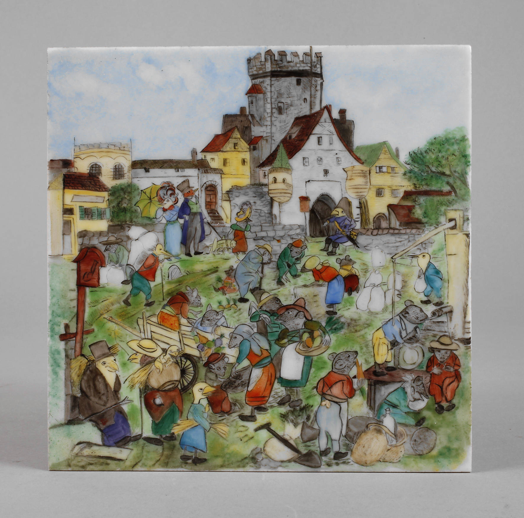 Porzellanfliese mit Mäusedekor