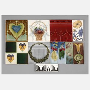 Konvolut Jugendstilfliesen