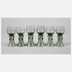 Sechs Historismus-Weinrömer Bayern