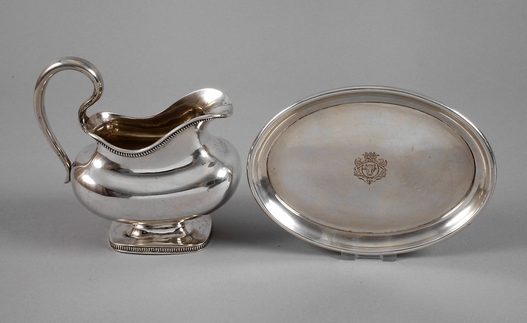 Silber Sauciere und Tablett