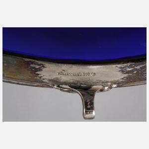 Drei Silberschalen mit Glaseinsätzen