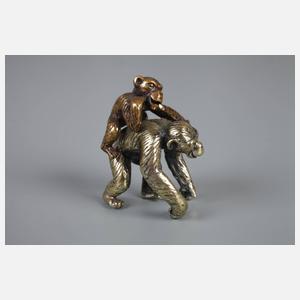 Silber Petschaft und Affenpaar