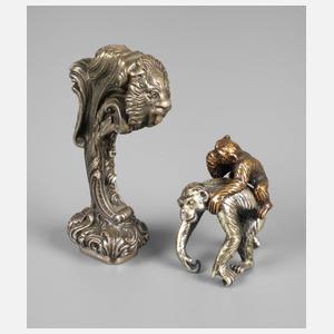 Silber Petschaft und Affenpaar