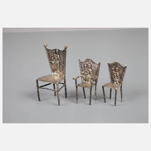 Vier Kleinmöbel Silber