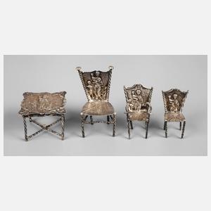 Vier Kleinmöbel Silber