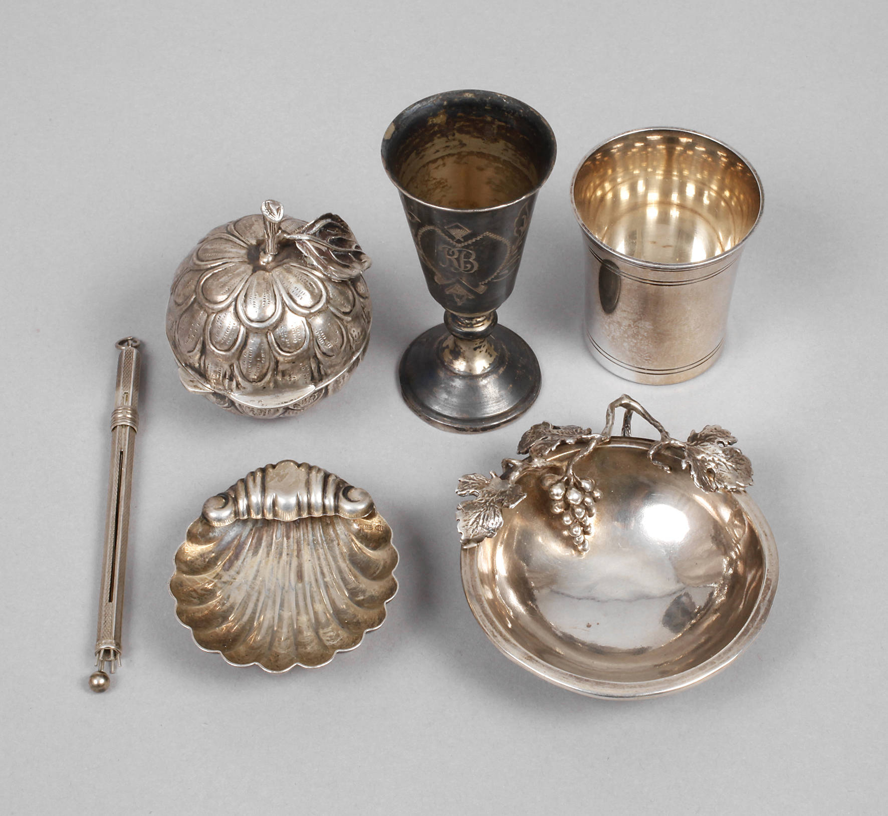 Sechs Kleinteile Silber