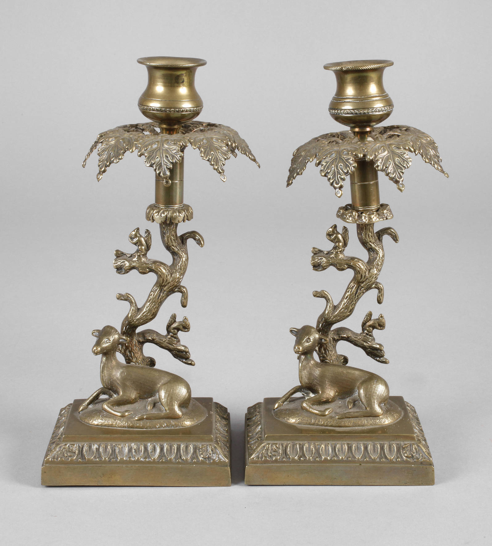 Paar jagdliche Messingleuchter