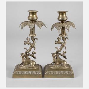 Paar jagdliche Messingleuchter