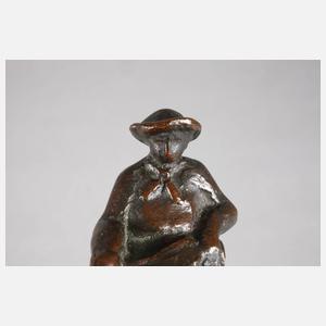 Monogrammist C.B., Kleinbronze Fischer mit Netz