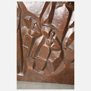 Großes Bronzerelief Orchester